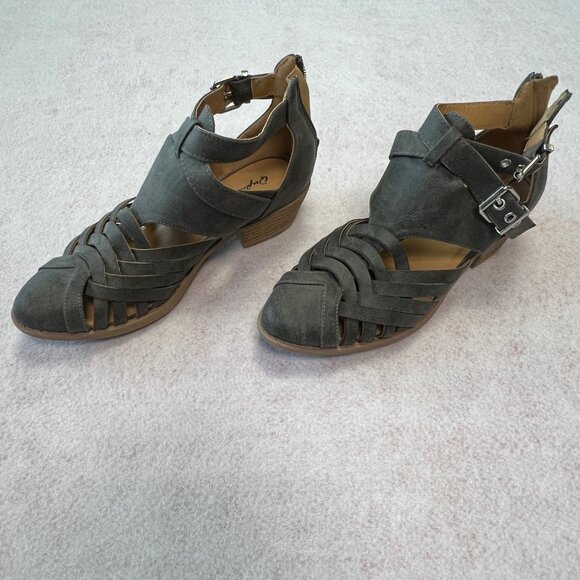 Qupid Steel Blue Shoes Booties Size 5.5 - Picture 1 of 7